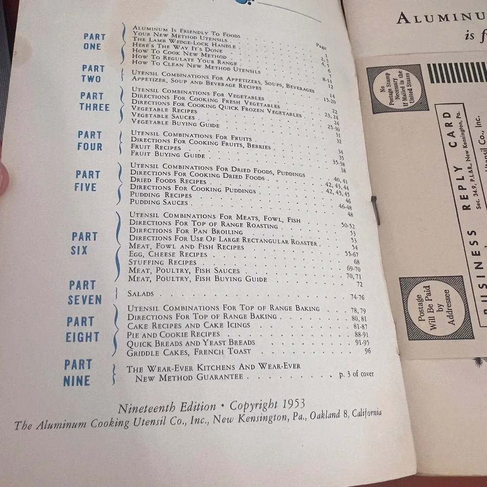 Vintage 1953 Wear-Ever New Method Cooking Instruction Book 19th Edition Cookbook